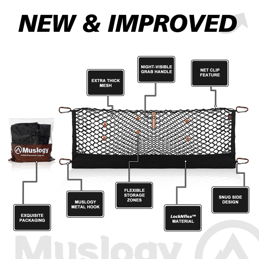 Muslogy Cargo Net for 2013-2026 Chevy Silverado GMC Sierra 1500/2500/3500HD