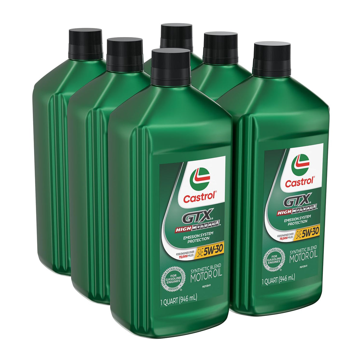 Castrol GTX High Mileage 5W-30 Synthetic Blend Motor Oil, 5 Quarts