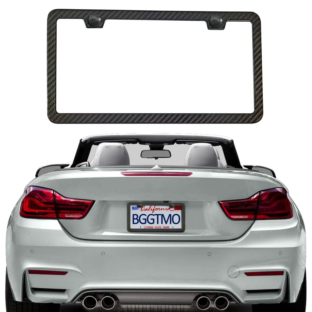 BGGTMO License Plate Bracket Holder- Front License Plate Mounting Kit, Universal Bumper Car Tag Frame Mount Adapter with Stainless Steel Screw Cap, Cable Ties