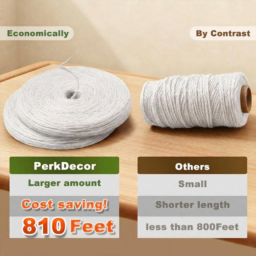 1000FT Natural Jute Twine String Bulk Hemp Rope Cord for Crafts Gardening Gift Wrapping Wedding Décor Packing Material Burlap Ribbon Christmas Knitting Macrame Decoration (Brown 2mm* 1000ft)
