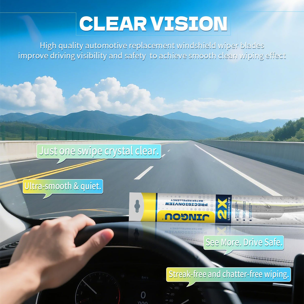 22" + 22" Front Windshield Wiper Blades Compatible with Ford F Series 2023-2012 Expedition 2022-2008 OEM QUALITY Premium All-Season Automotive Replacement Wipers (Pack of 2)