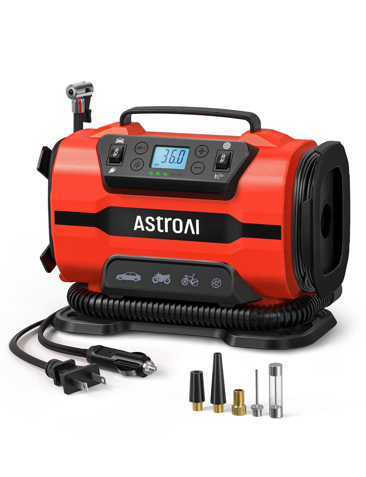 AstroAI Tire Inflator Portable Air Compressor, 12V DC/120V AC Dual Power