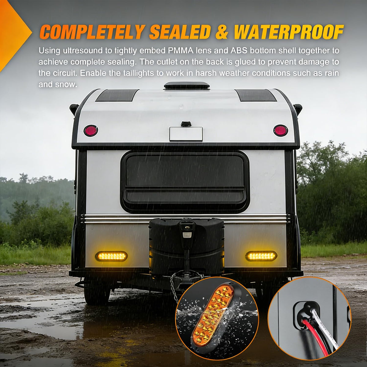 Nilight 6" Oval LED Trailer Tail Lights,Red, 2 Pack, Grommets Mount