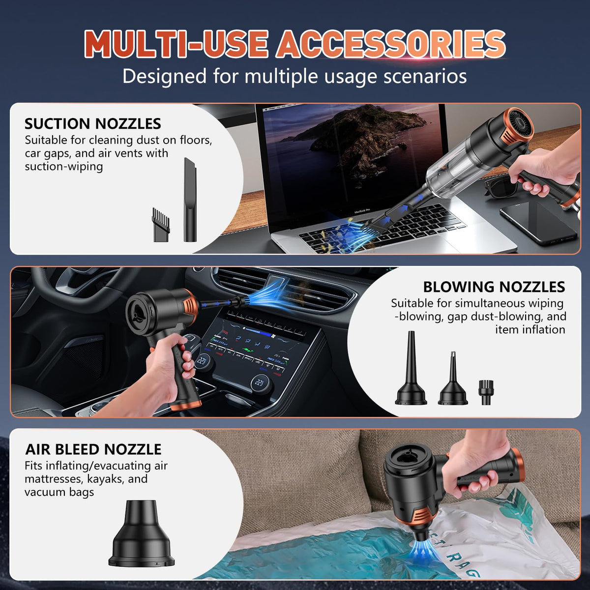 KMM Handheld Car Vacuum Cleaner, Hand Held Vacuum Cleaner and Air Duster