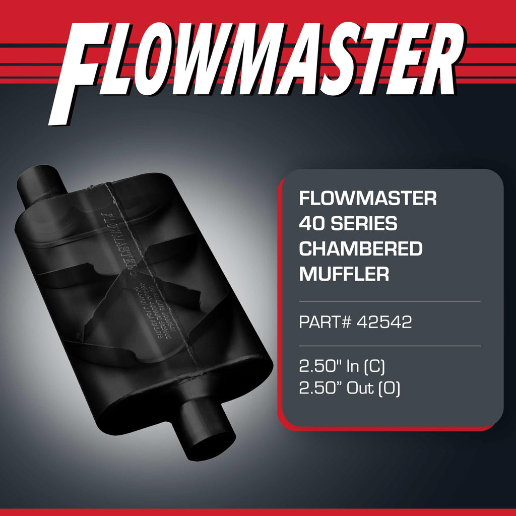 Flowmaster 40 Series Chambered Muffler – 2.50" Offset In / 2.50" Center Out