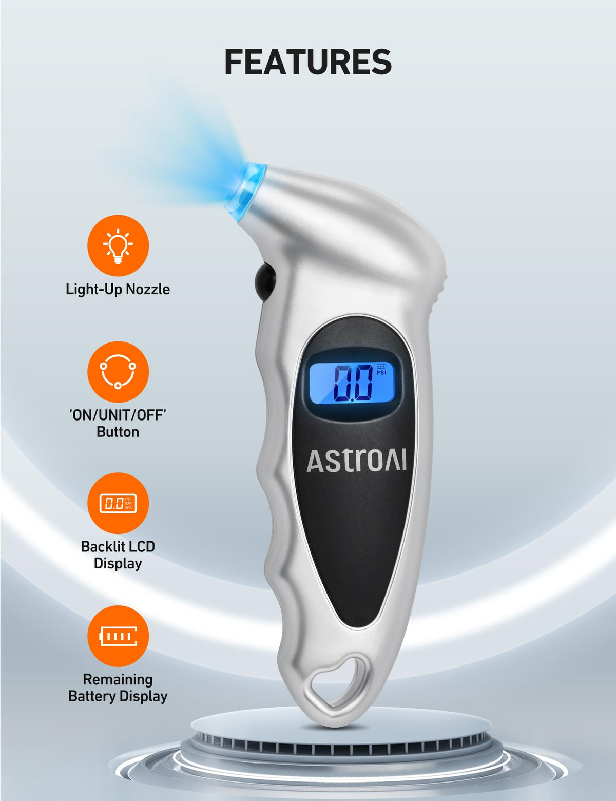 AstroAI Digital Tire Pressure Gauge 150PSI, ±1PSI Accuracy for Car Truck