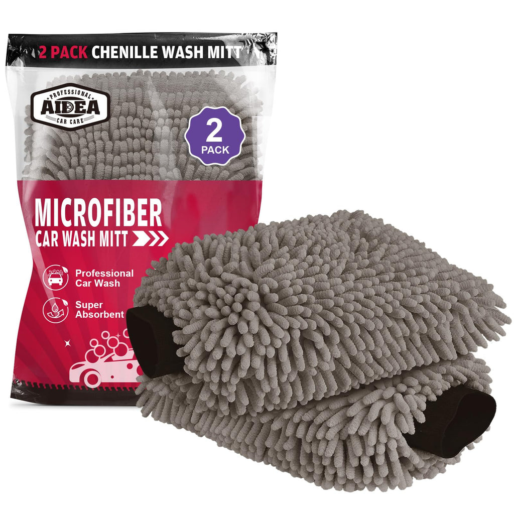 AIDEA Car Wash Mitt Microfiber-2PK, Car Wash Brush, Green, 7.12''X10.14''