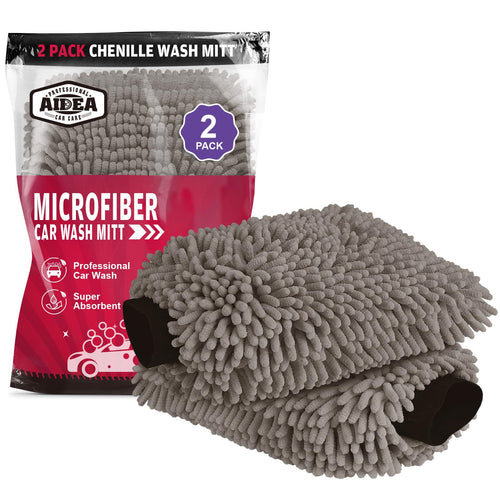 AIDEA Car Wash Mitt Microfiber-2PK, Car Wash Brush, Green, 7.12''X10.14''