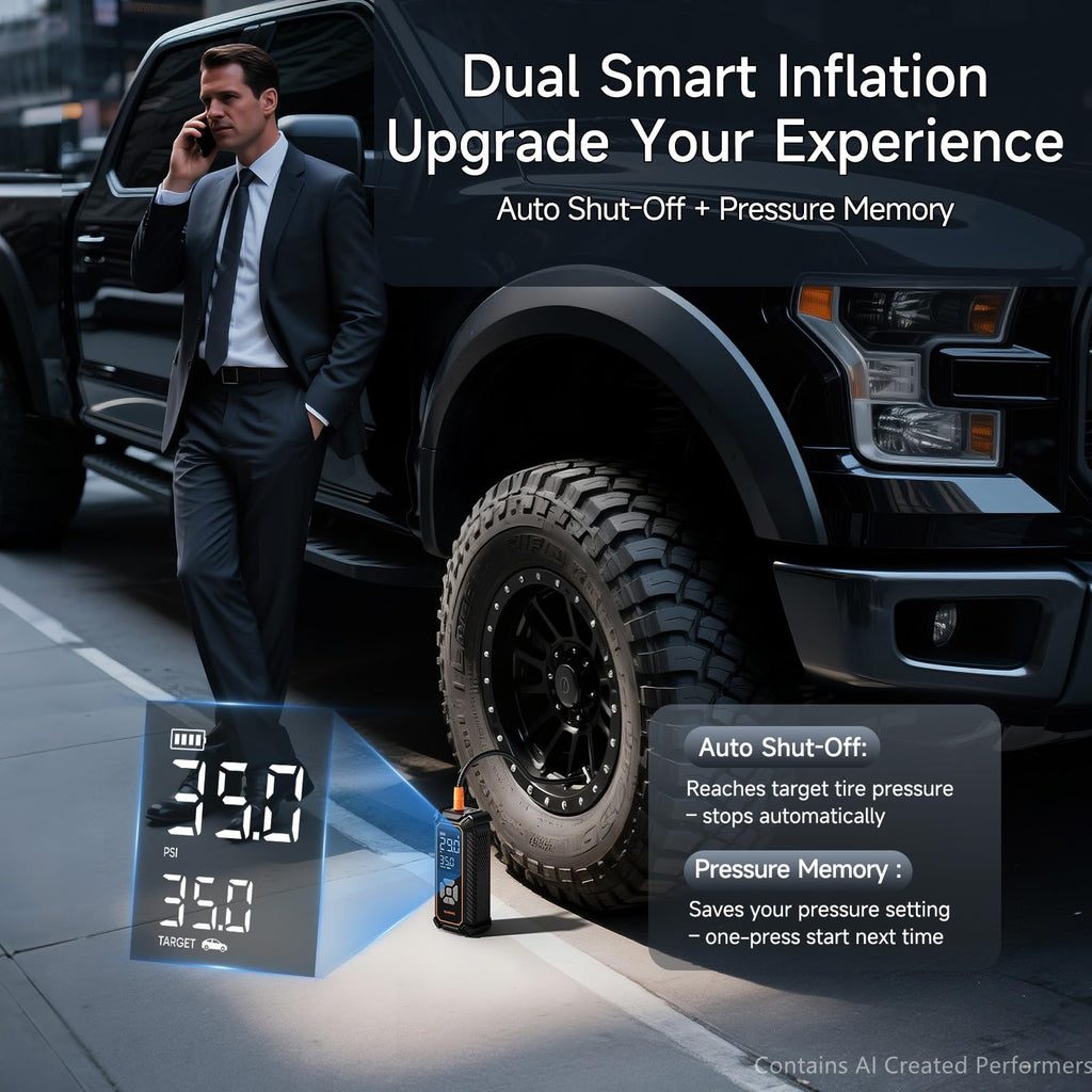 OlarHike Tire Inflator Portable Air Compressor,Dual Power-3*2000mAh &12V DC