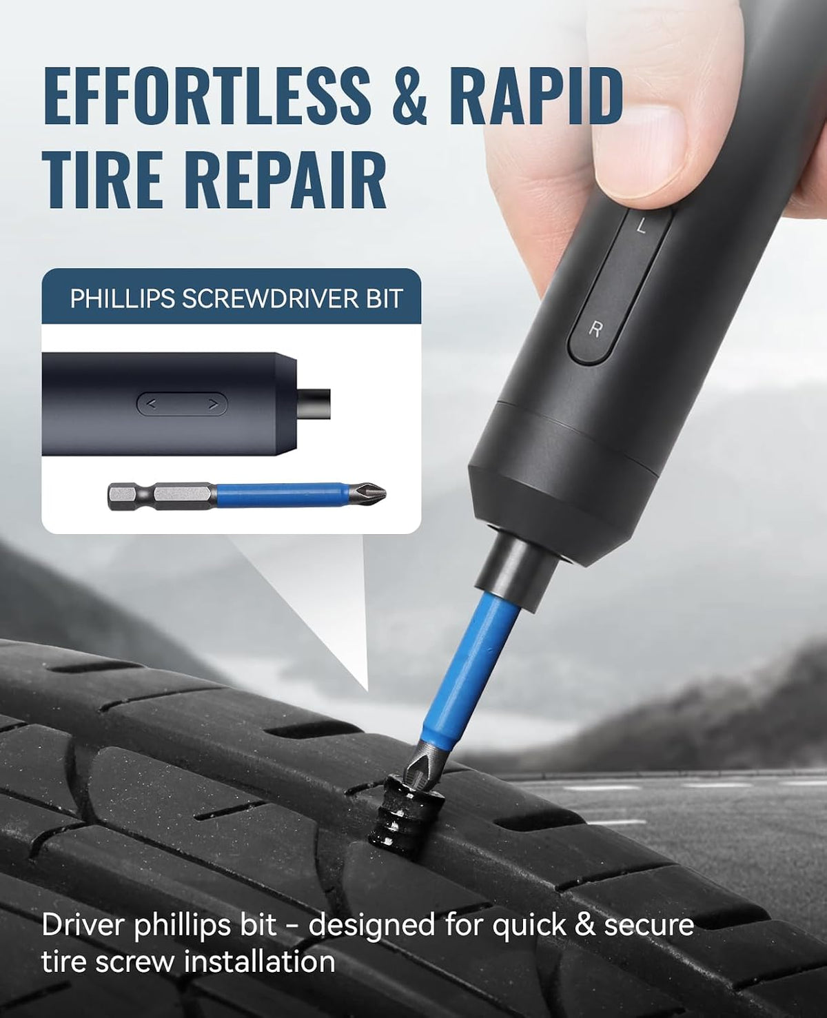 AUTOWN Tire Repair Kit with Tire Plug Screw Type, Heavy Duty Emergency Tool