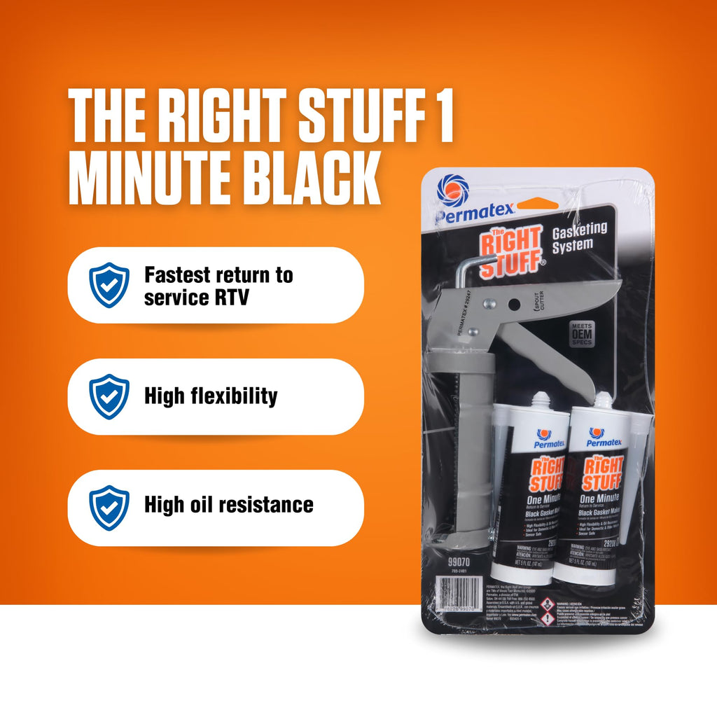 Permatex 82180 Ultra Black Maximum Oil Resistance RTV Silicone Gasket Maker, Sensor Safe and Non-Corrosive, for High Flex and Oil Resistant Applications 3 oz