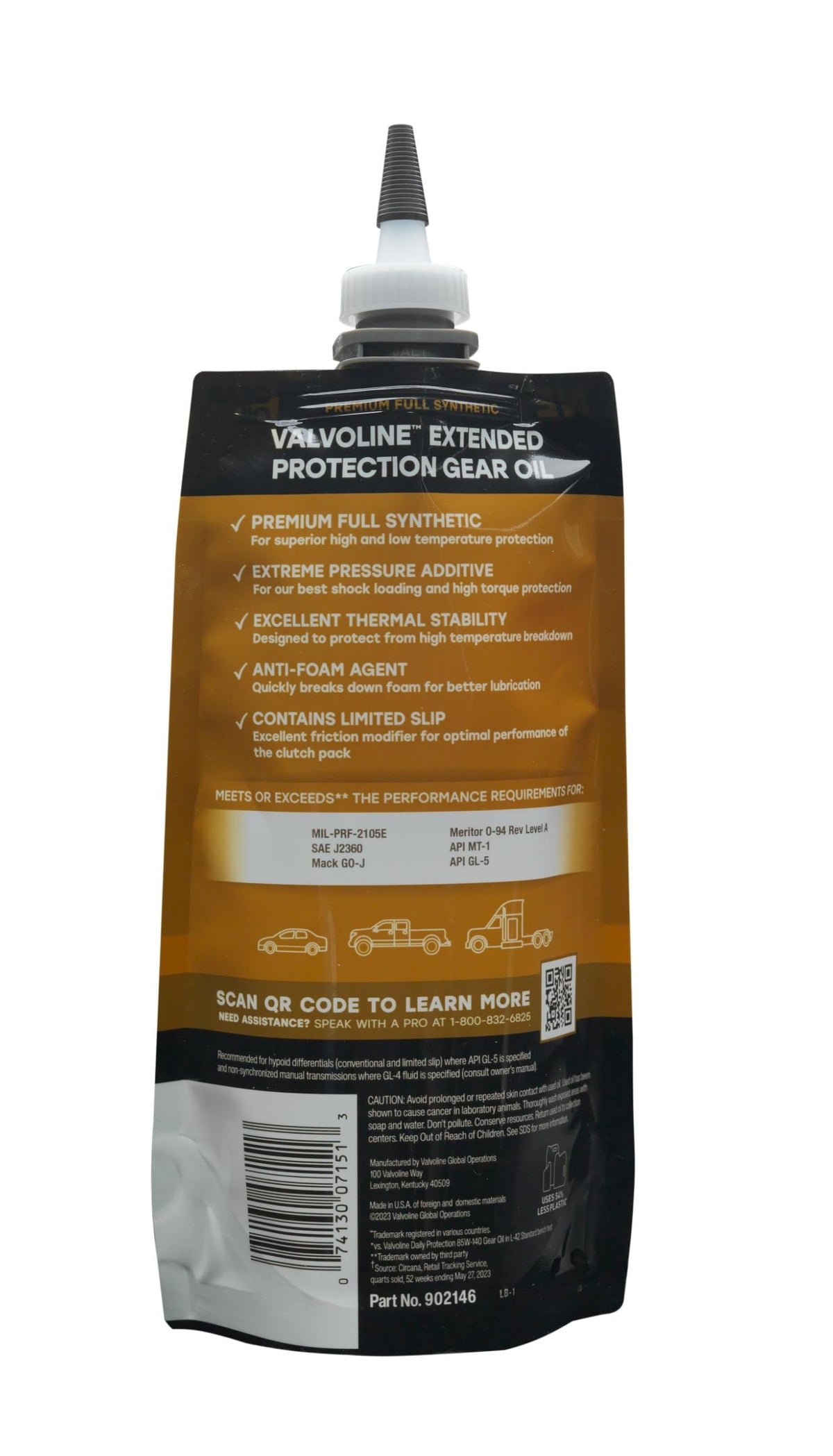 Valvoline FlexFill Advanced Full Synthetic 75W-90 Gear Oil 1 Quart Pouch