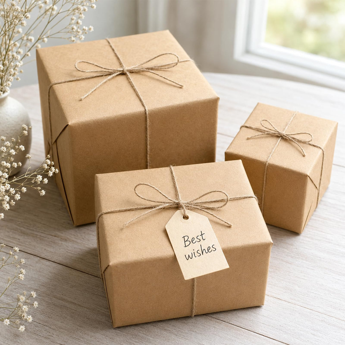 KINGLAKE Natural Jute Twine String 656 Feet 2mm Twine for Crafts Gift Wrapping Christmas Packing String for Arts Decoration, Wedding, Gardening