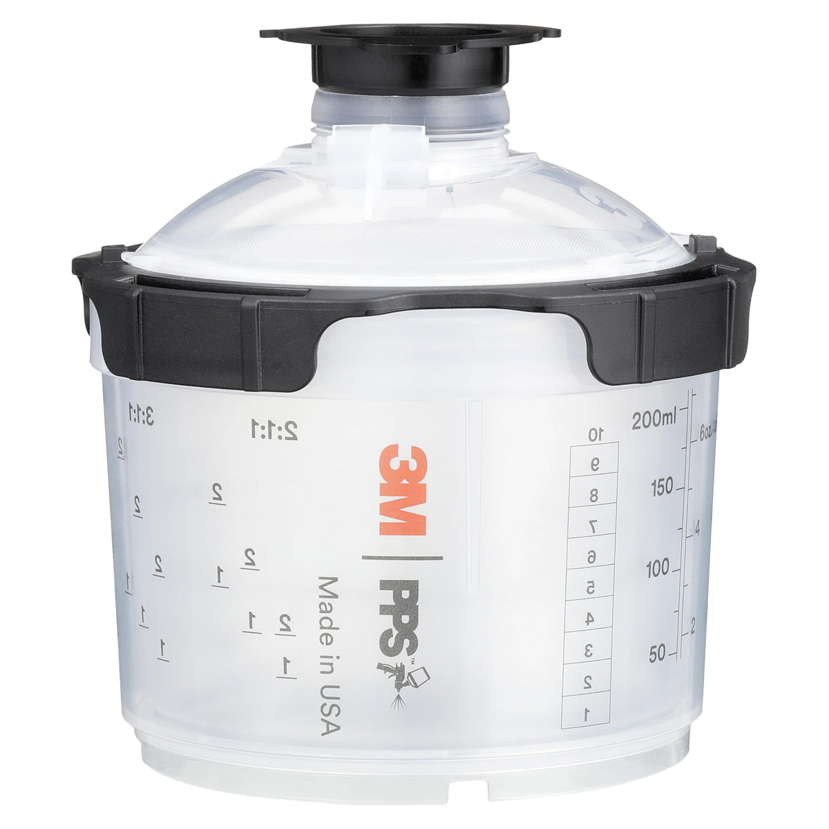 3M 26000 PPS 2.0 Spray Gun Cup, Lids and Liners Kit, Standard, 200-Micron Filter, 22 Ounces, BLACK,SILVER