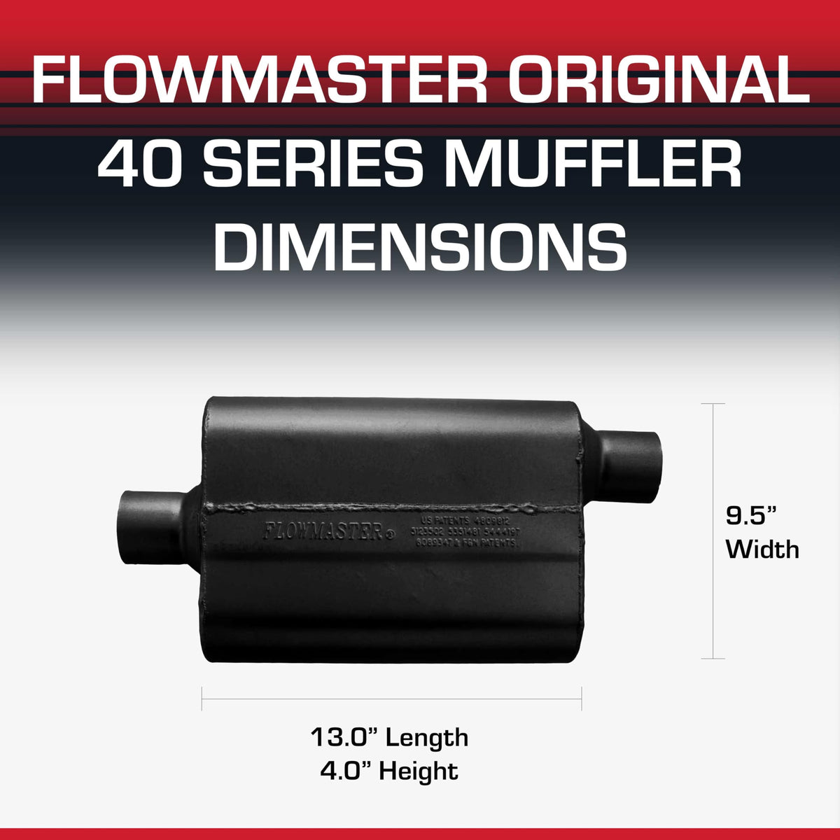 Flowmaster 40 Series Chambered Muffler – 2.50" Offset In / 2.50" Center Out