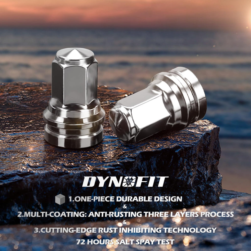 dynofit 24pcs 14x1.5 OEM/Stock Lug Nuts for 2015-2026 Expedition/F-150, M14-1.5 One-Piece Design Factory Chrome Wheel Lugnuts for Lincoln 2015-2026 Navigator, 21mm Hex Anti-Rusting Updated