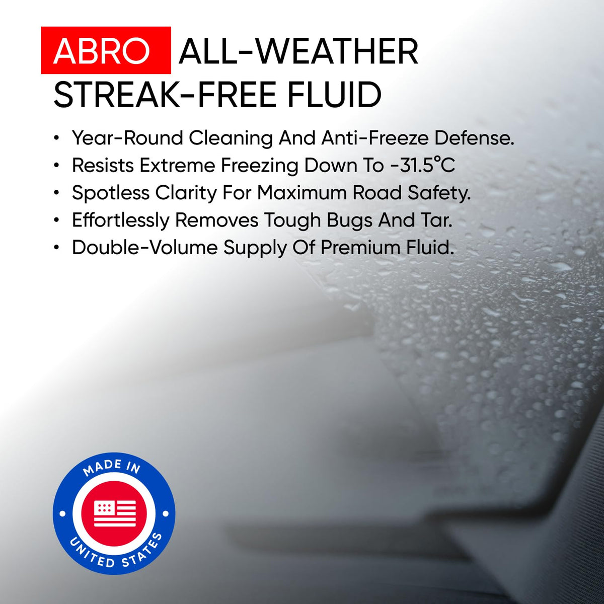 ABRO Windshield Washer Fluid 1 Gallon, Streak-Free Bug Remover, 1 Pack