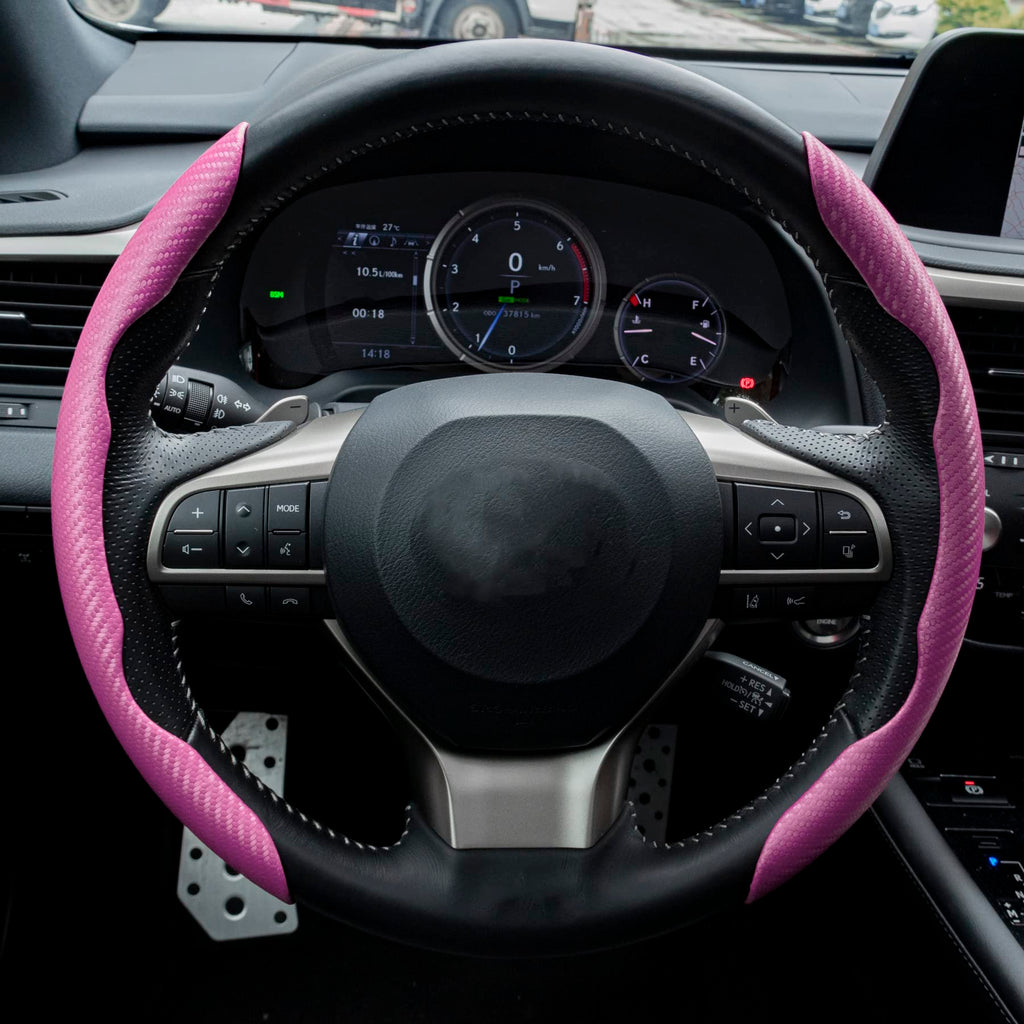 3pcs Carbon Fiber Anti-Skid Steering Wheel Cover, Waterproof & Segmented Butterfly Design, Universal 99% Vehicle Wheel Cover Protector, Car Interior Accessories (Black-3pcs)