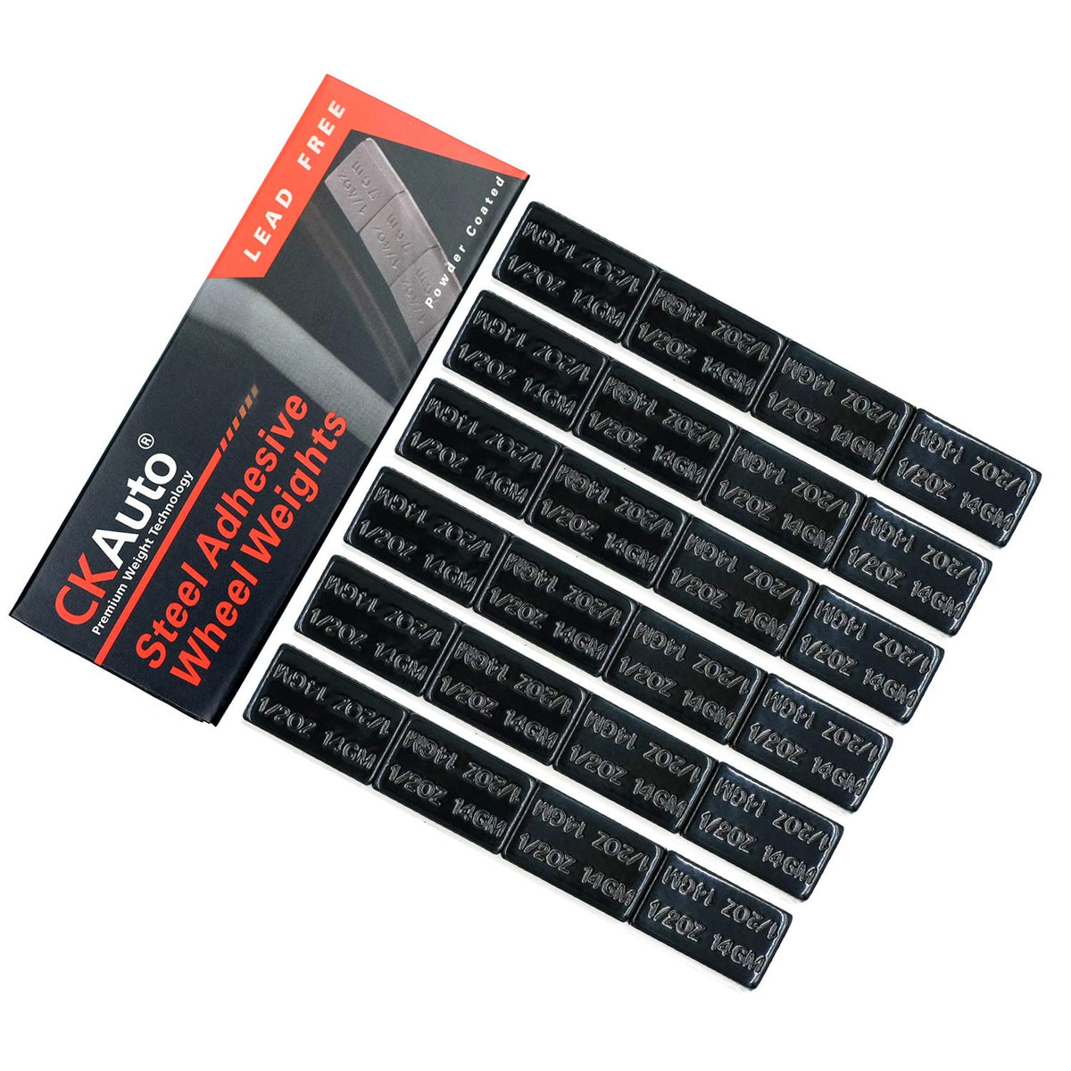 CKAuto 1/2oz, 0.5oz, Steel Adhesive Stick-On Wheel Weights, Gray, 63 oz Box