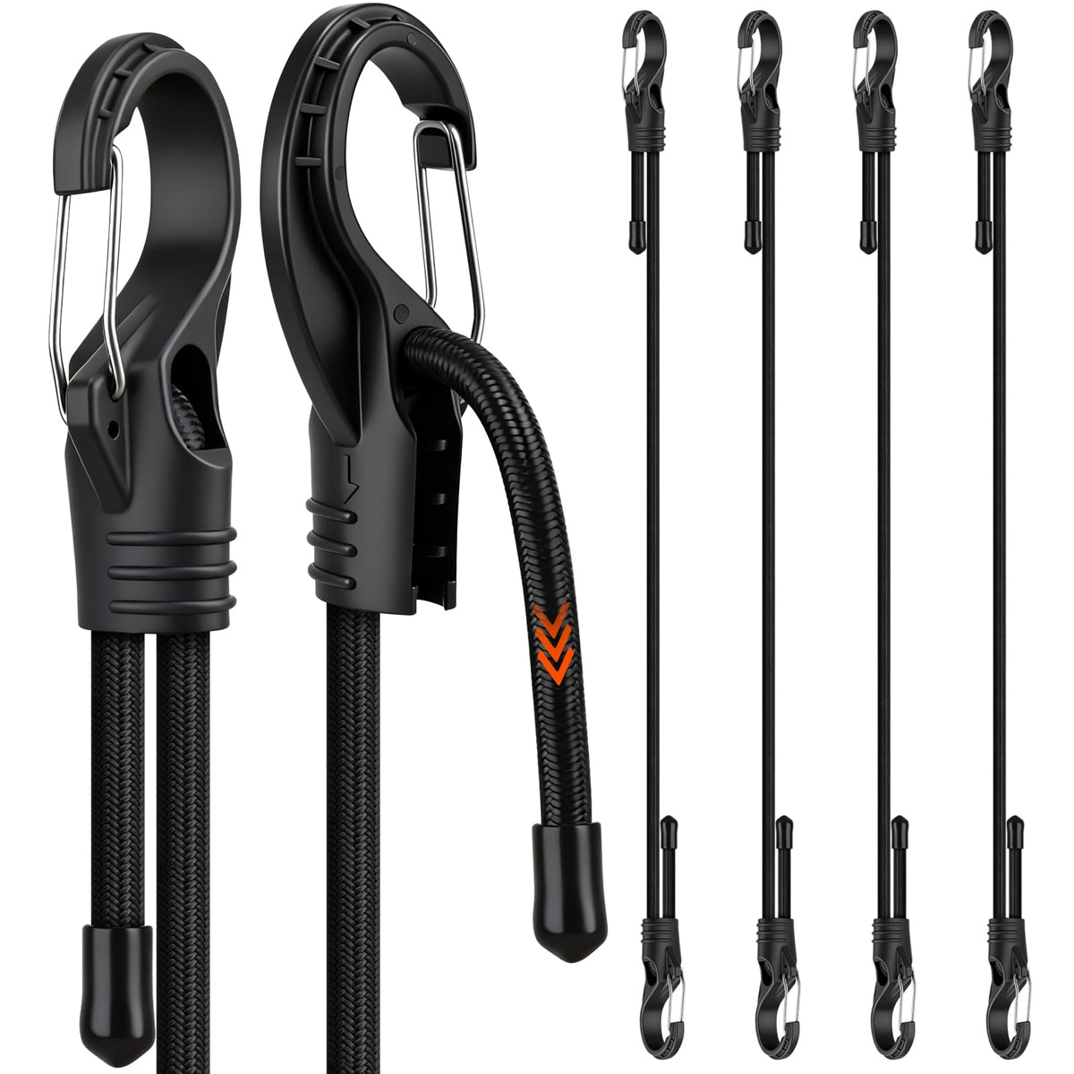 HORUSDY 31-Piece Premium Bungee Cords Assortment Jar, Includes 10”,18”,24”,32”,40” Bungee Cords, 6“ Zip Ties, 8”Canopy/Tarp Ball Ties and Crocodile Mouth Tarp Clips
