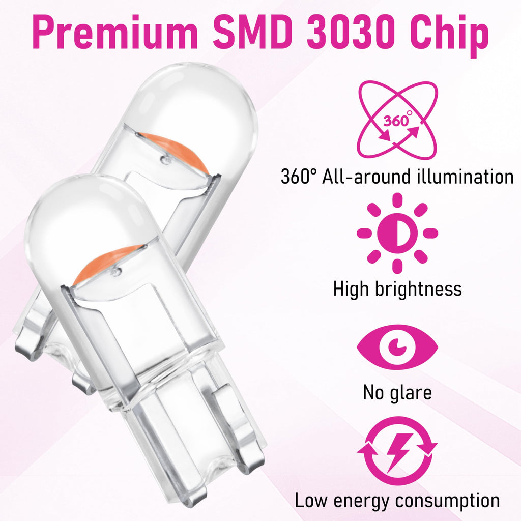 ecocstm 30 PCS Car 194 LED Bulbs, 168 2825 W5W T10 LED Bulb (White)