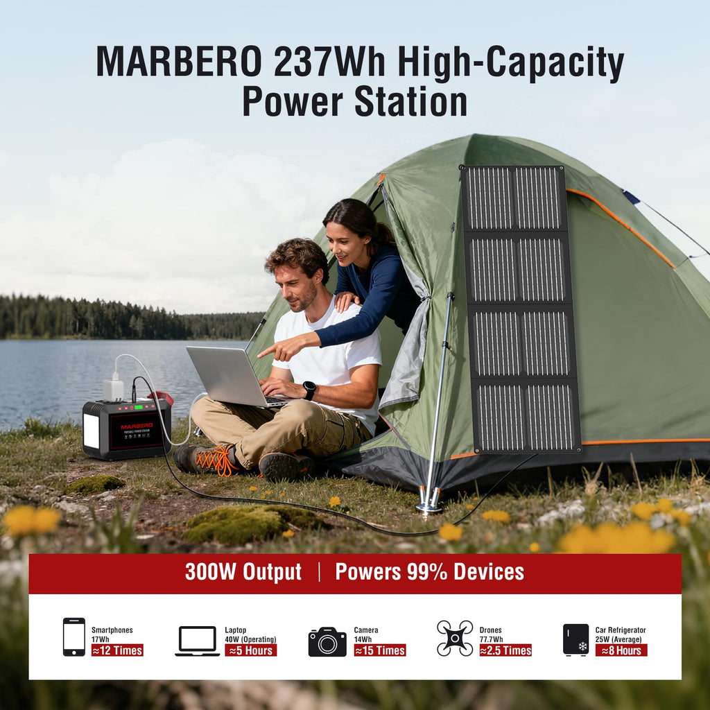MARBERO Portable Power Station 88Wh, 120W Surge, Solar Generator 24,000mAh