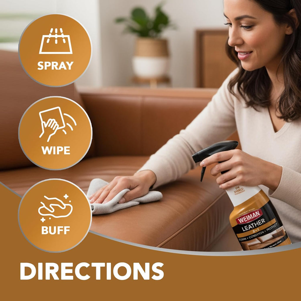 Weiman Leather Cleaner, Conditioner & Protector, Car Interior & Furniture