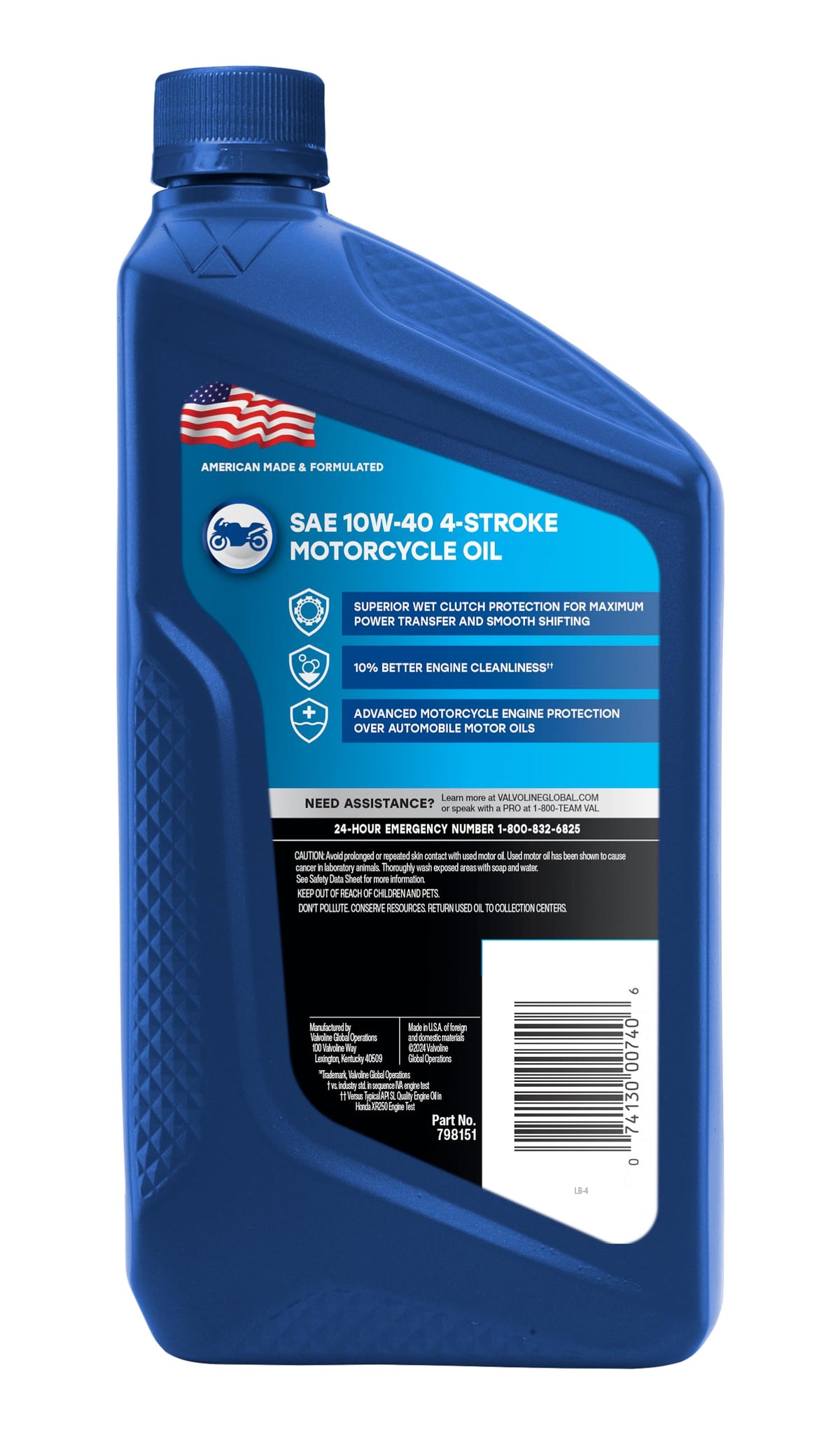 Valvoline 4-Stroke Motorcycle Full Synthetic 10W-40 Motor Oil 1 Quart