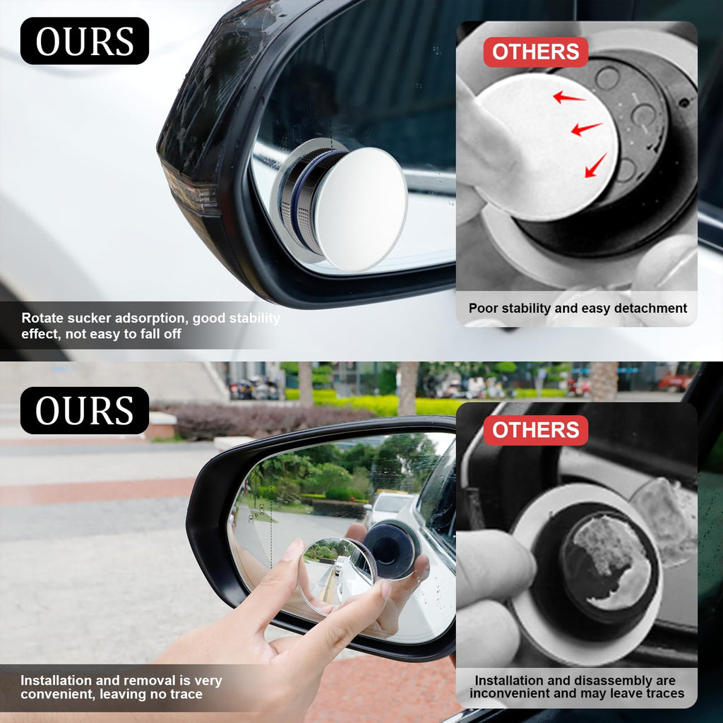 LivTee Blind Spot Car Mirror, HD Glass Frameless Convex Side Mirror Blindspot, Wide Angle Rear View Mirrors for SUVs, Trucks and RVs - Car Accessories