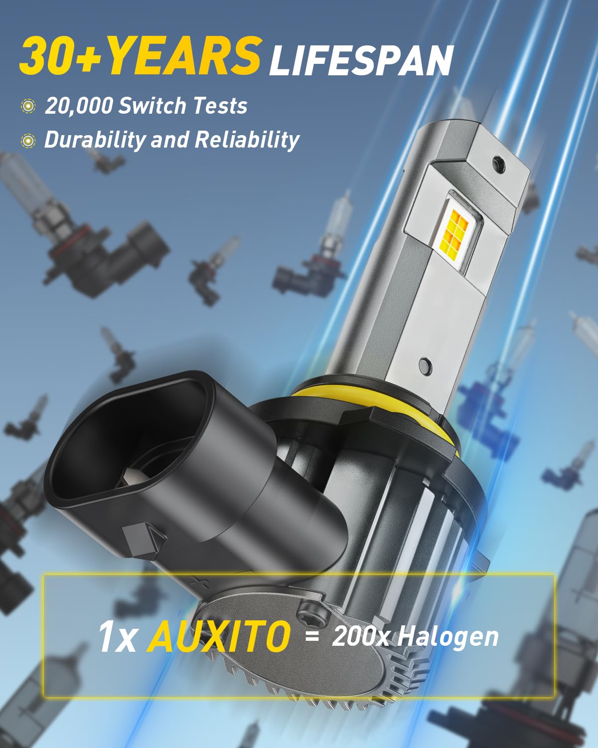 AUXITO H11 9005 LED Bulb, 900% Ultra-Bright, 6500K 68000LM Light, Plug and Play, Long Lifespan, No Flicker, 99% Compatibility, Pack of 4