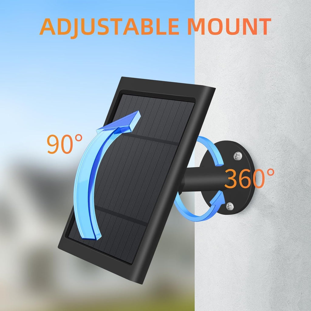 Solar Panel for Ring Camera, 2 Pack 4W Solar Charger with 10FT Cable, USB-C to Barrel Plug Adapter, Compatible with Ring Stick Up Cam Battery/Pro, Spotlight Cam Battery/Plus/Pro, Reolink Argus Pro