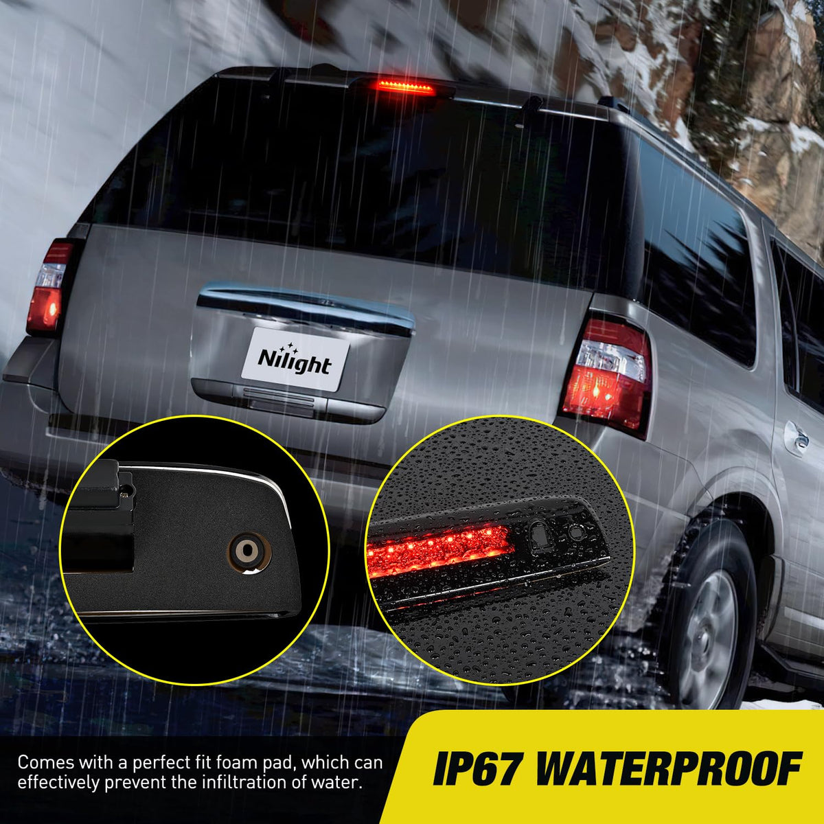 Nilight Third Brake Light for Ford F-150 2009-2014, Smoked Lens