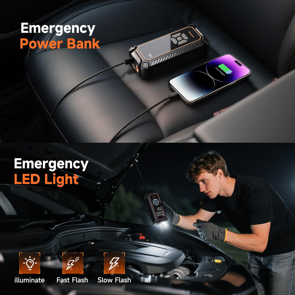 OlarHike Tire Inflator Portable Air Compressor,Dual Power-3*2000mAh &12V DC