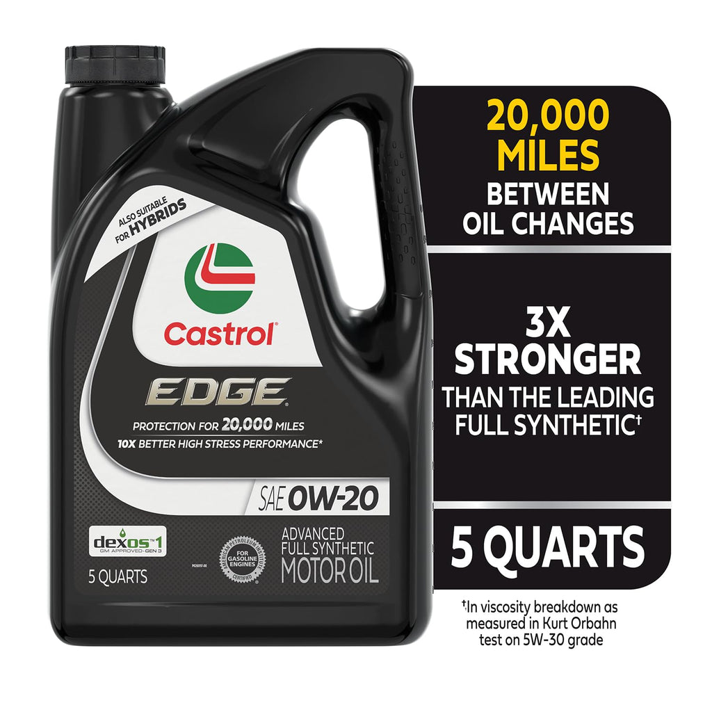 Castrol EDGE 0W-20 Advanced Full Synthetic Motor Oil, 5 Quarts