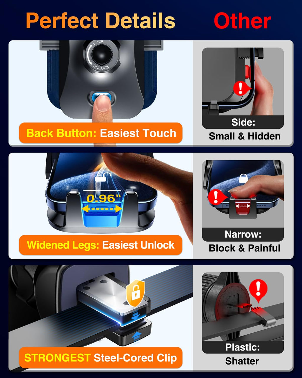VANMASS【85+LBS Strongest Suction & Military-Grade Ultimate Car Phone Mount【Patent Safety Certs】 Cell Phone Holder for Dash Windshield Vent for iPhone 18 17 Pro Max Automobile Interior Sets, Ink Black