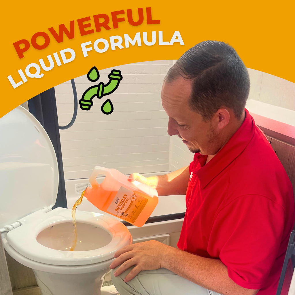 Liquified RV Toilet Treatment - Black Holding Tank Digester - Odor Eliminator - Orange Scent - Matts RV Reviews (Orange, 32oz)