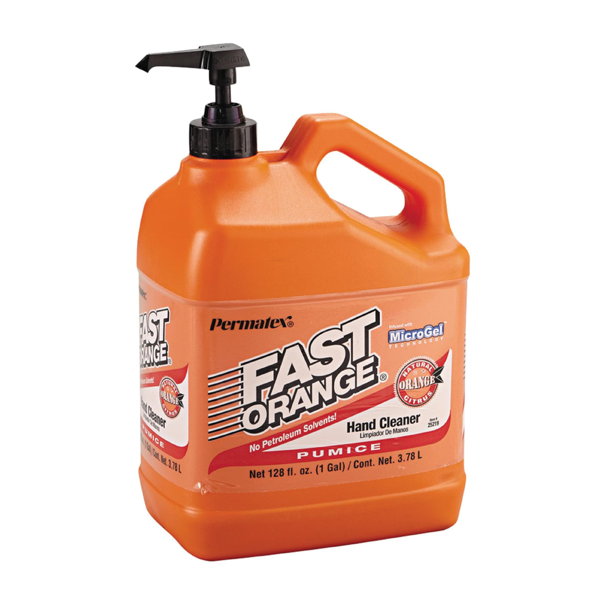 Fast Orange 25219 Pumice Lotion, Heavy Duty Hand Cleaner, Natural Citrus Scent, Waterless Cleaner for Mechanics, Strong Grease Fighter, 1 Gallon