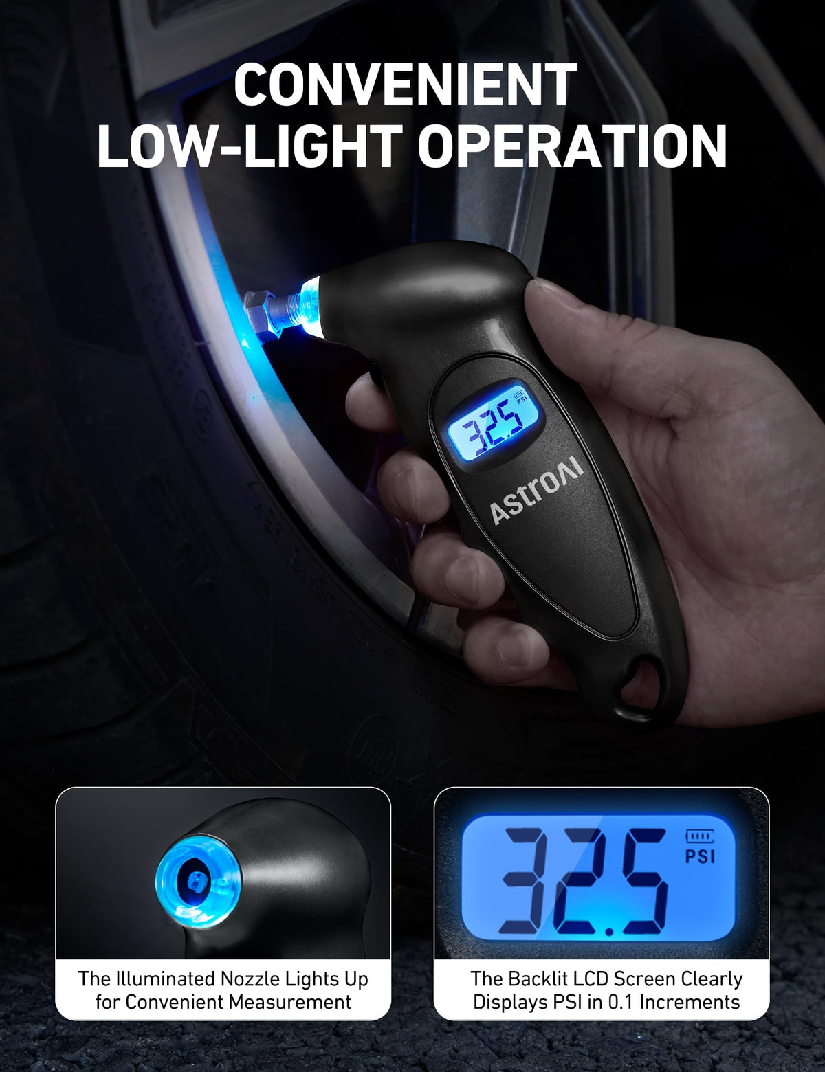 AstroAI Digital Tire Pressure Gauge 150PSI, ±1PSI Accuracy for Car Truck