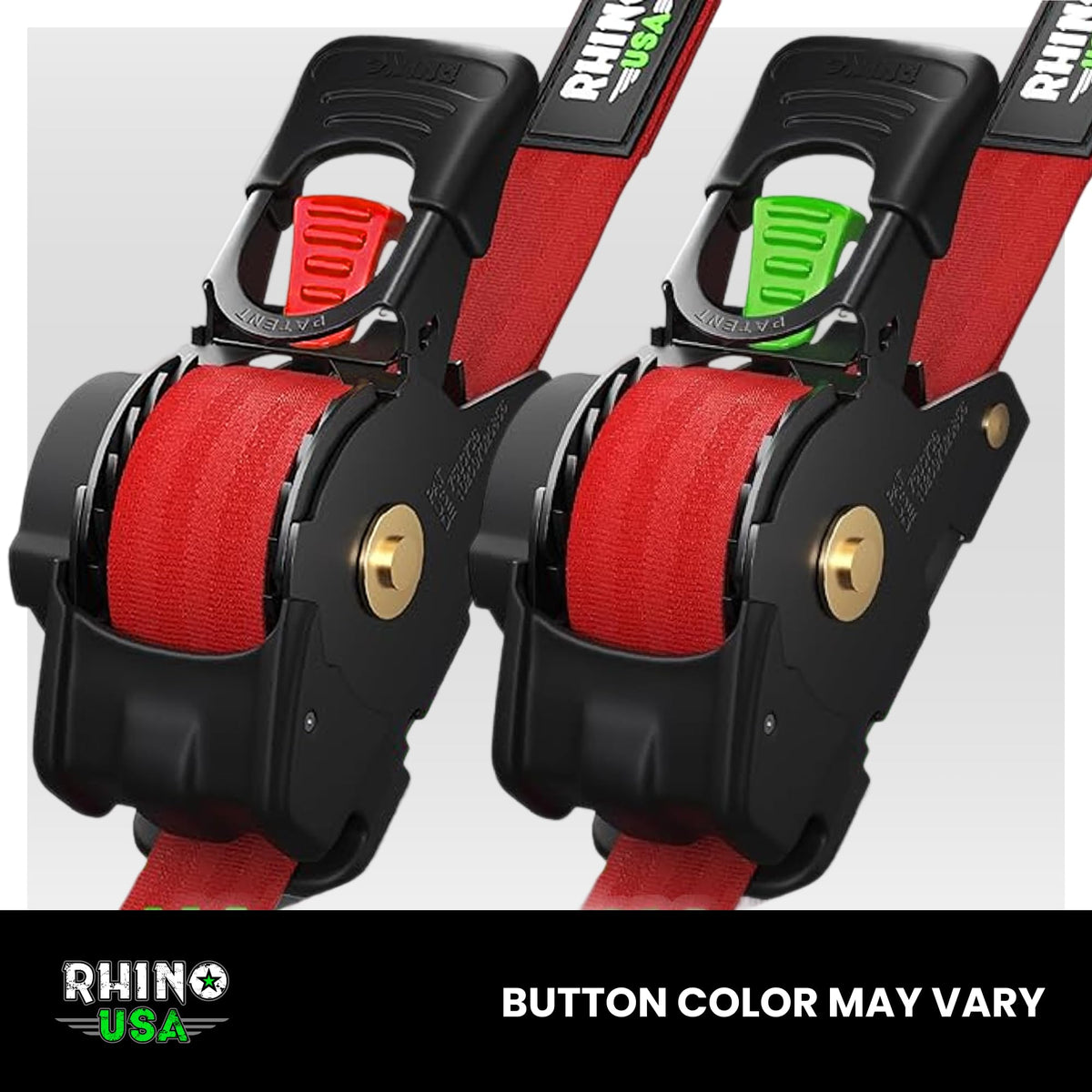 Rhino USA Retractable Ratchet Straps (4-Pack) - 1in x 10ft, Black