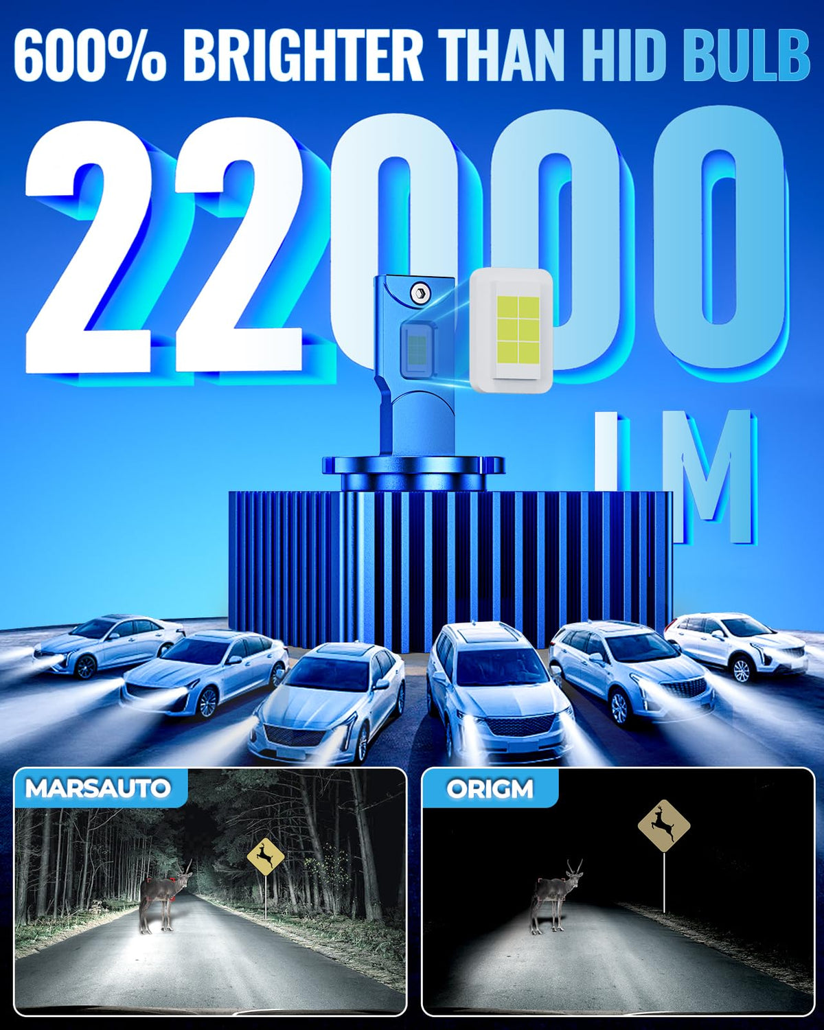 Marsauto D3S HID Bulbs, 6000K Cold White, Xenon D3S HID Bulb, 3500 Hours Longevity, Waterproof Design, 5 Minutes Installation, Pack of 2