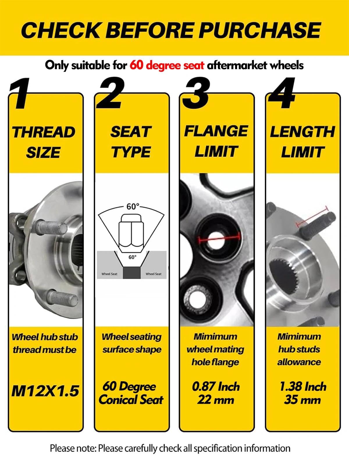 MIKKUPPA M12x1.5 Lug Nuts, Replacement for Ford Honda Aftermarket Wheel