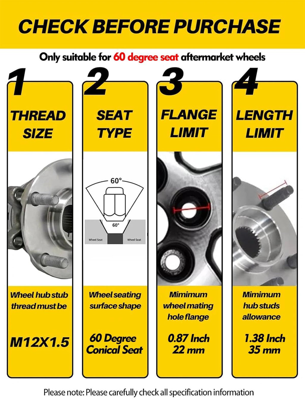MIKKUPPA M12x1.5 Lug Nuts, Replacement for Ford Honda Aftermarket Wheel