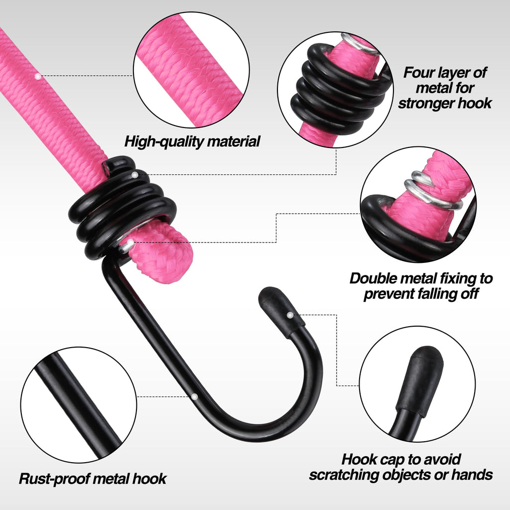 WORKPRO Bungee Cords with Hooks, Heavy Duty Outdoor Bungee Strap, 22-Piece