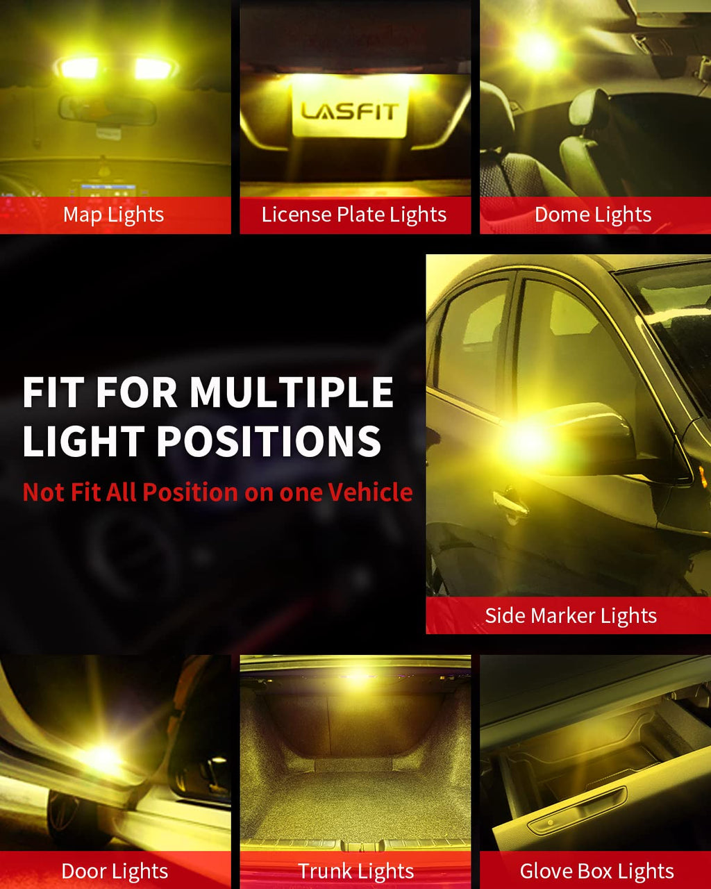 LASFIT 194 LED Bulb T10 168 192 White Bright for License Plate Bulb 2 PCS