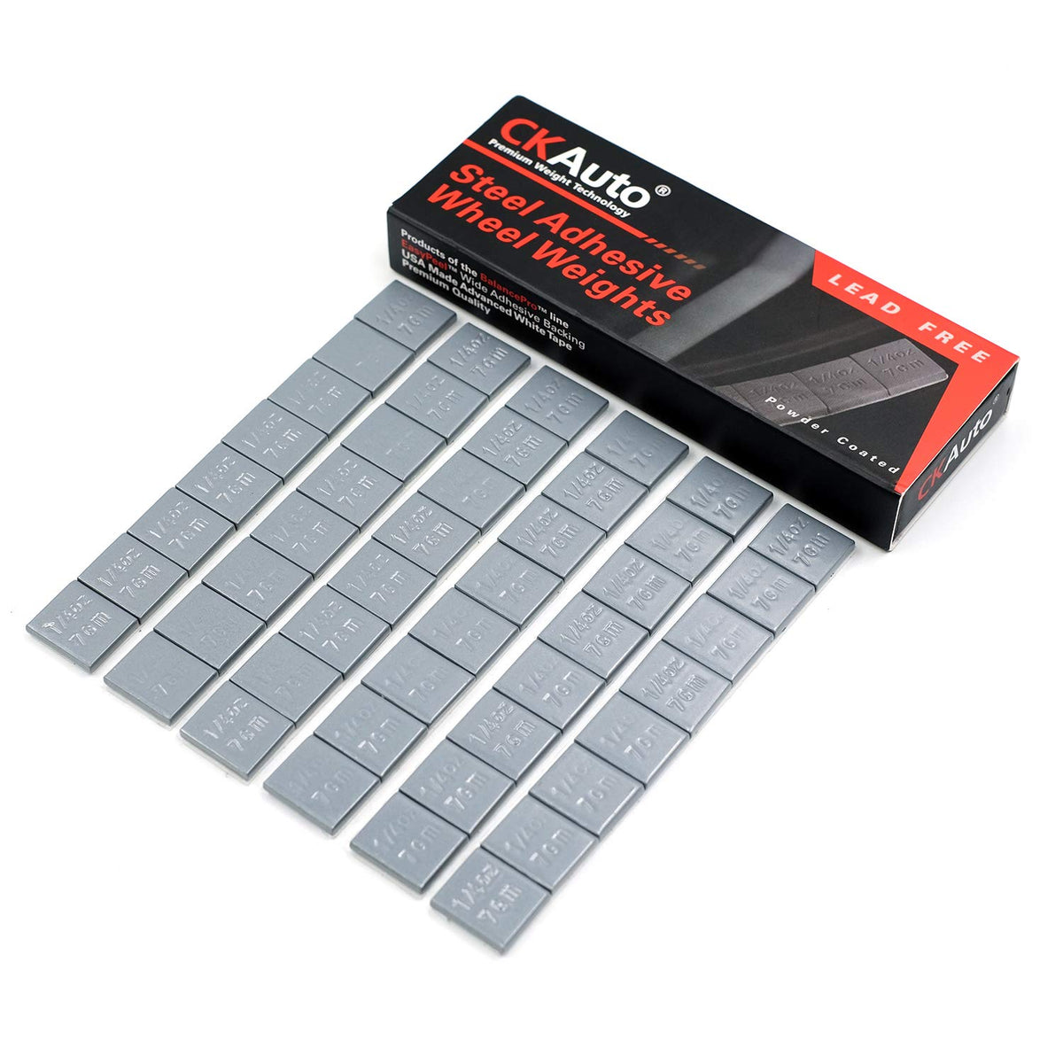 CKAuto 1/4oz, 0.25oz, Steel Adhesive Stick-On Wheel Weights, Gray, 60oz Box