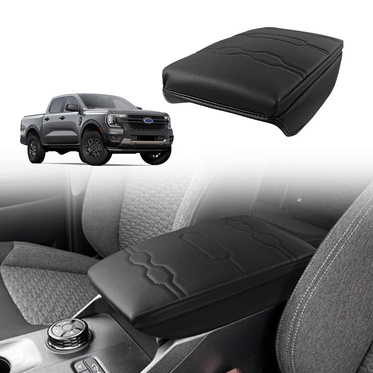Muslogy Armrest Cover for Silverado/Sierra 2019-2026, Regular Thick, Bench