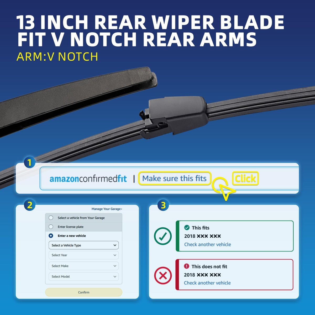 5 PLUS RearQuiet 12 Inch Rear Wiper Blade,OEM Replacement Rear Window Wiper