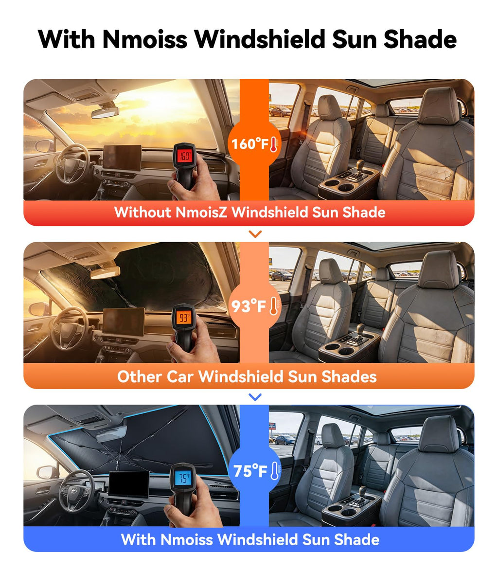 Nmoiss 2026 Windshield Sun Shade Umbrella [Vinyl Coating Heat Shield]