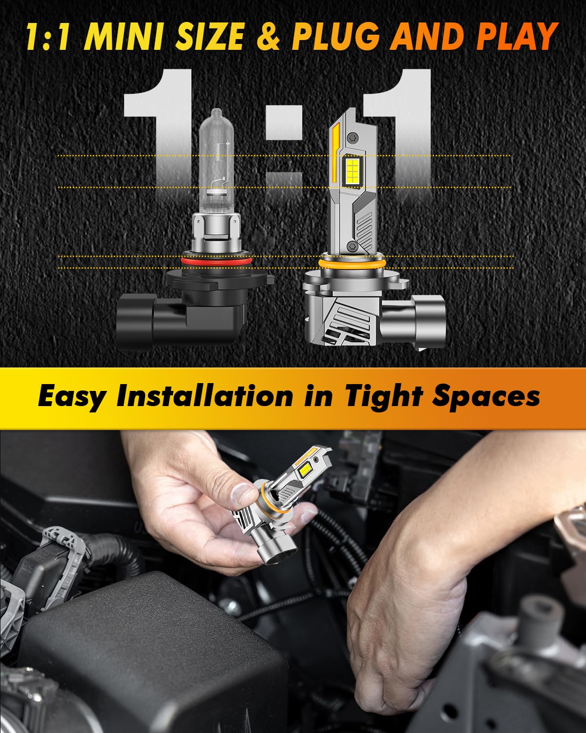 Termitor Laest H4/9003 HB2 Exterior Light Bulbs for Off-road, 15X Brighter 90,000LM, 85K+ hrs, 6500K Cool White, IP68 Waterproof, 1:1 OEM Size, 3 Minute Installation, Pack of 2