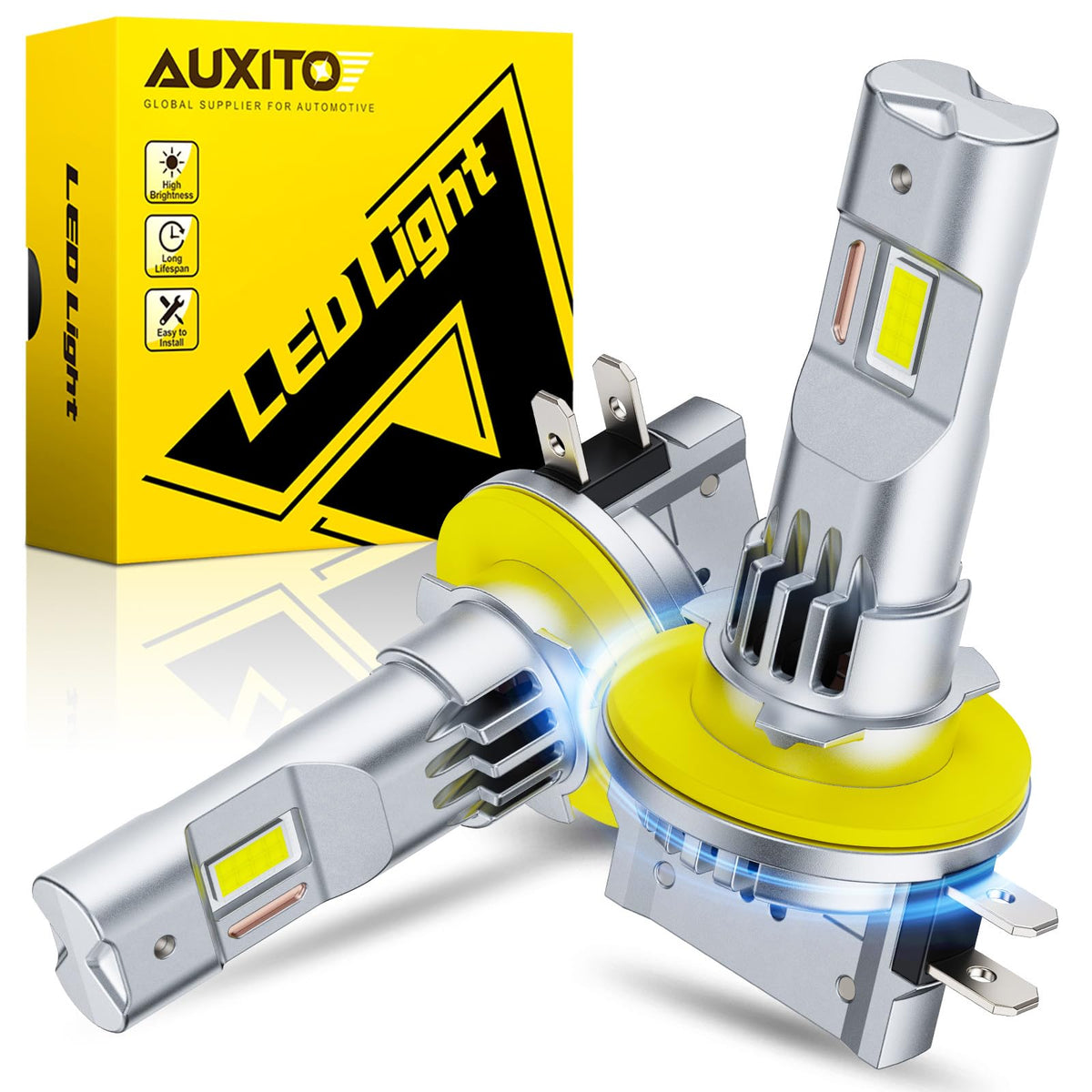 AUXITO H11/H8/H16 LED Fog Light Bulbs or DRL, 6000 Lumens 6500K Cool White Light, 300% Brightness, CSP LED Chips Fog Lamps Replacement for Cars, Play and Plug (Pack of 2)